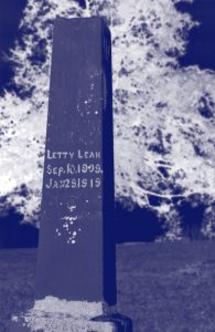 Graveyard, monument, Letty, Noble Chaos, 1969, Brent Green, University of Kansas